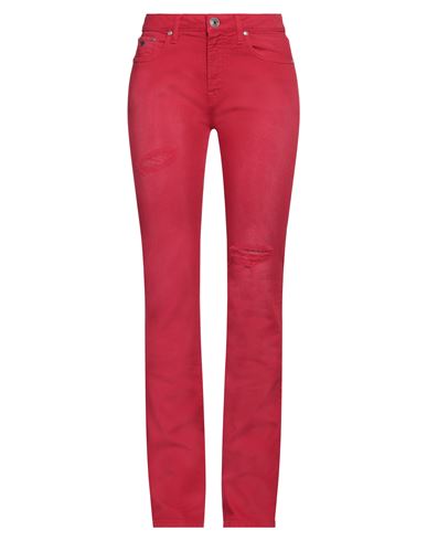 Woman Jeans Red Size 27 Cotton, Elastane