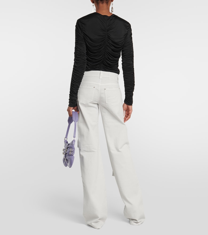Low-rise denim cargo pants