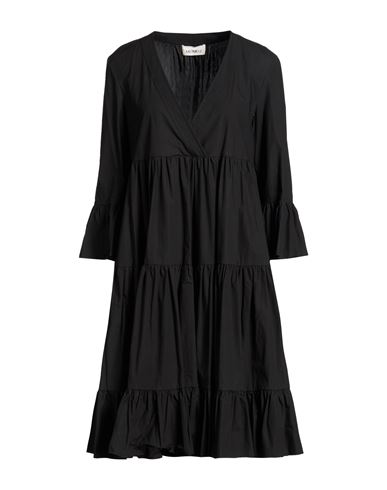 Woman Midi dress Black Size 6 Cotton