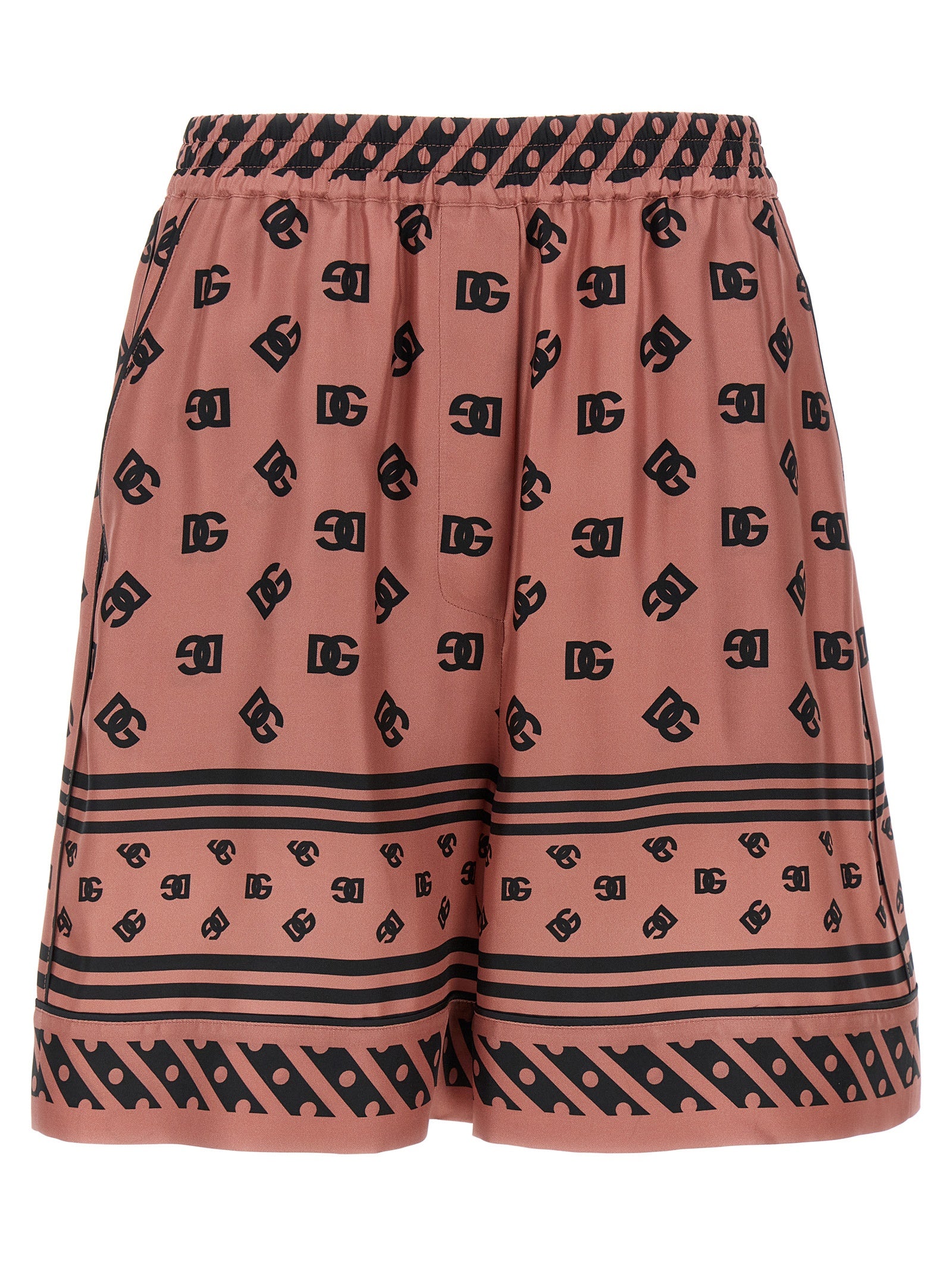 Logo-Printed Silk Bermuda Shorts — Pink