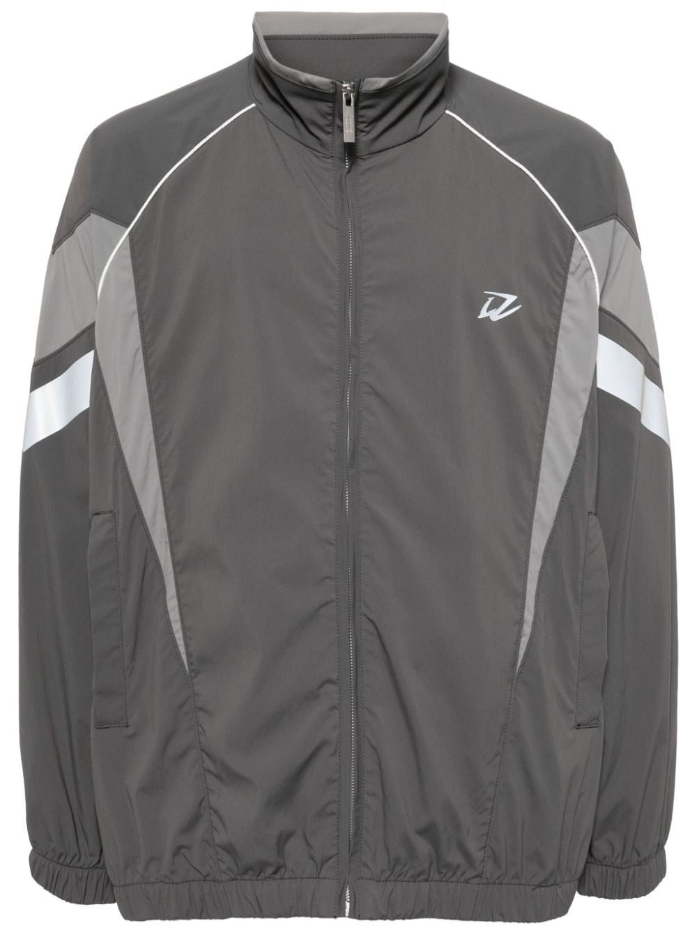 Logo-print panelled jacket - Blue