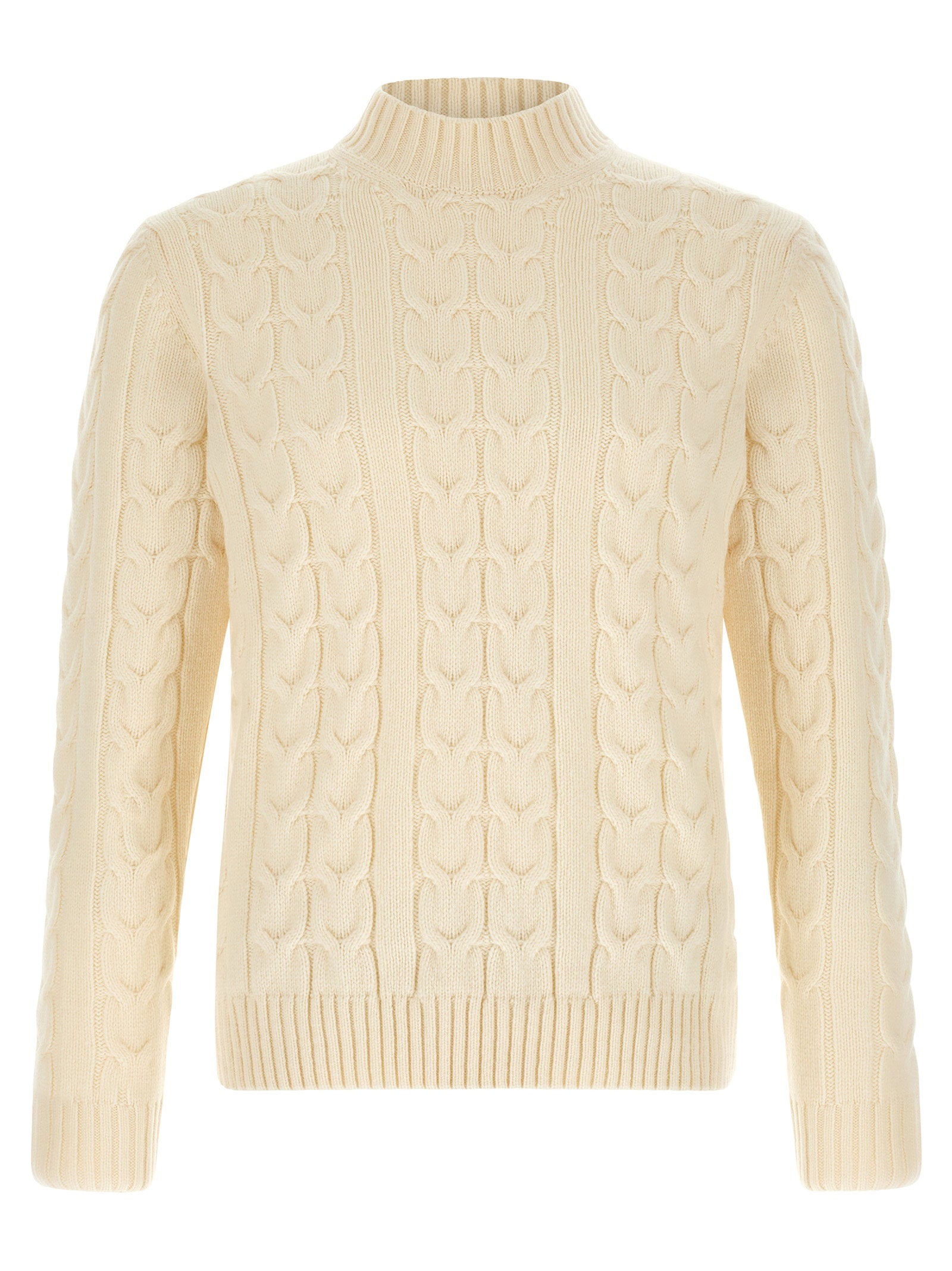 Braided Cable Knit Sweater — Cream
