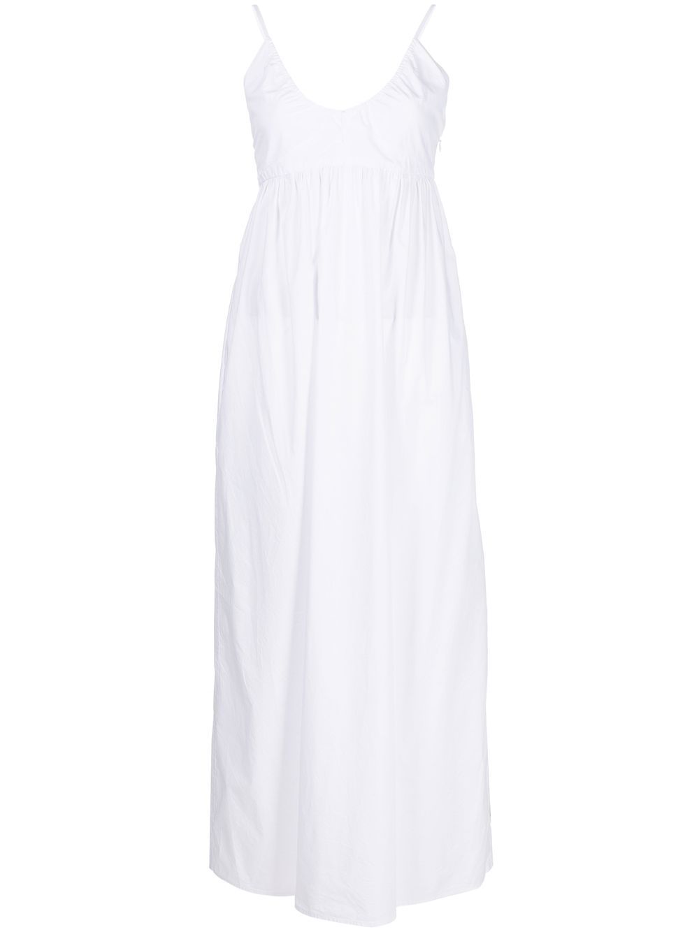 Ruffled long cotton dress - White