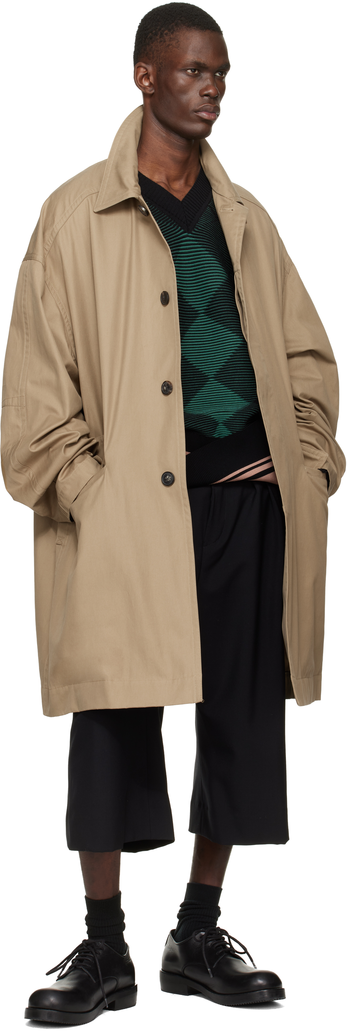 Beige Loose Cotton Mac Coat