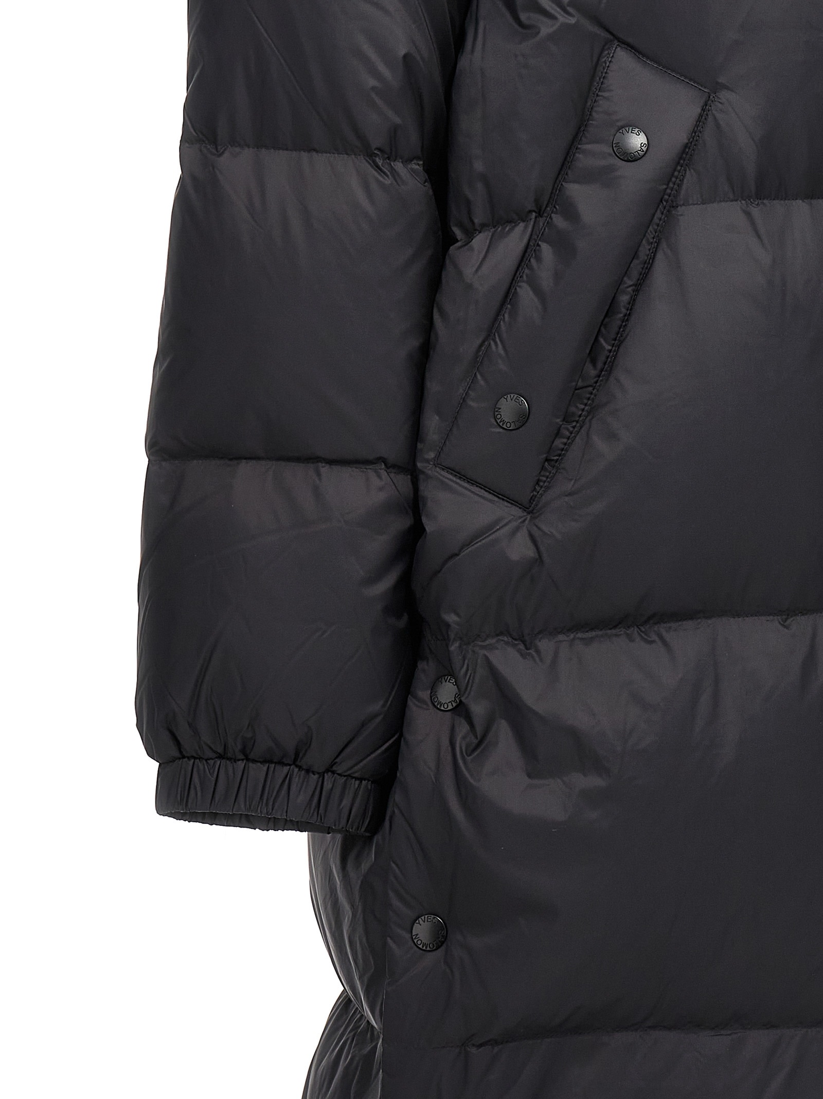 Lambswool collar down coat - Black