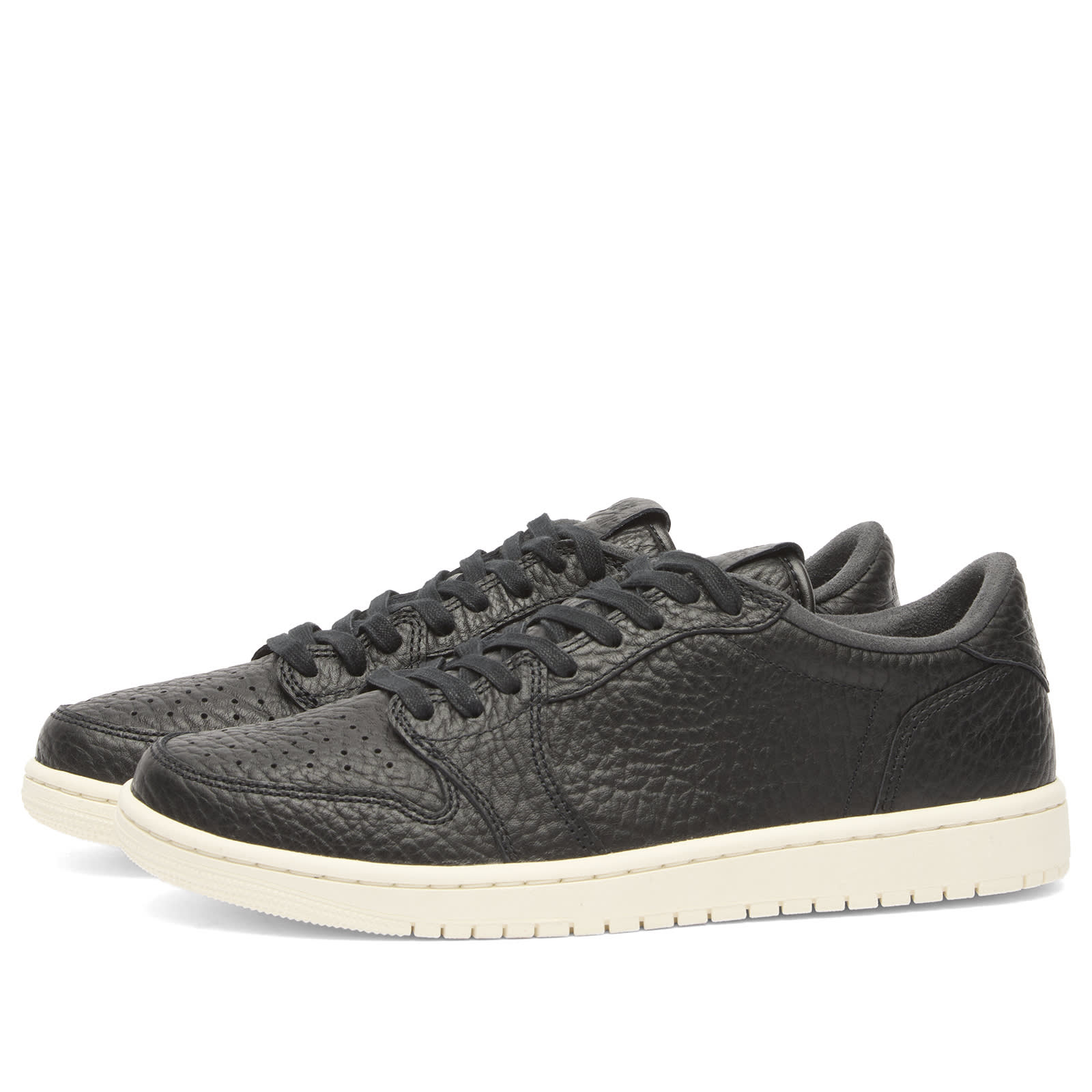 Men's 1 Retro Low 'No Swoosh' Sneaker in Black/Sail