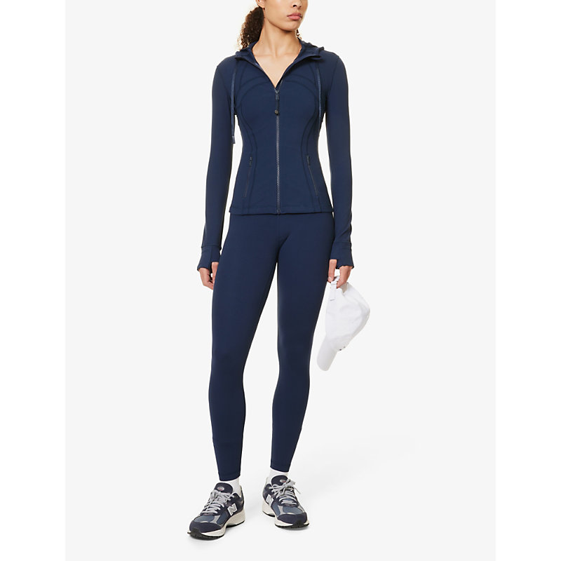 Womens True Navy Define High-neck Stretch-woven Jacket