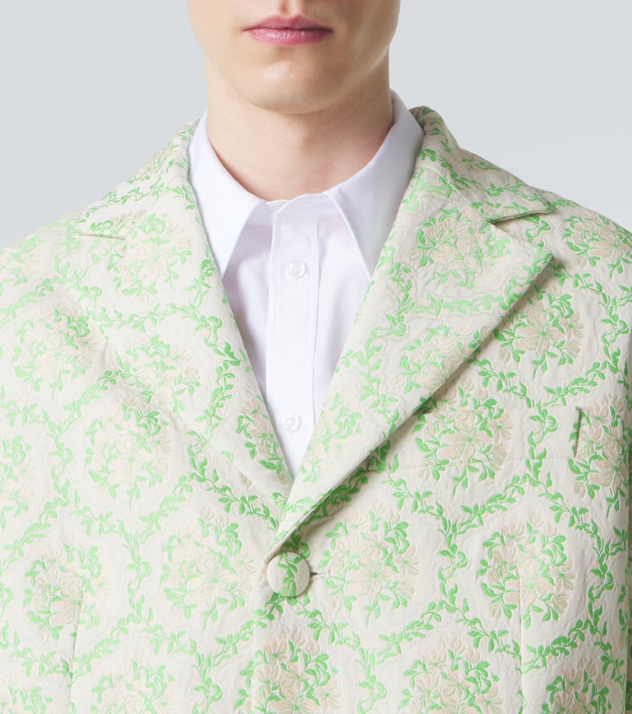 Floral cotton-blend jacquard coat