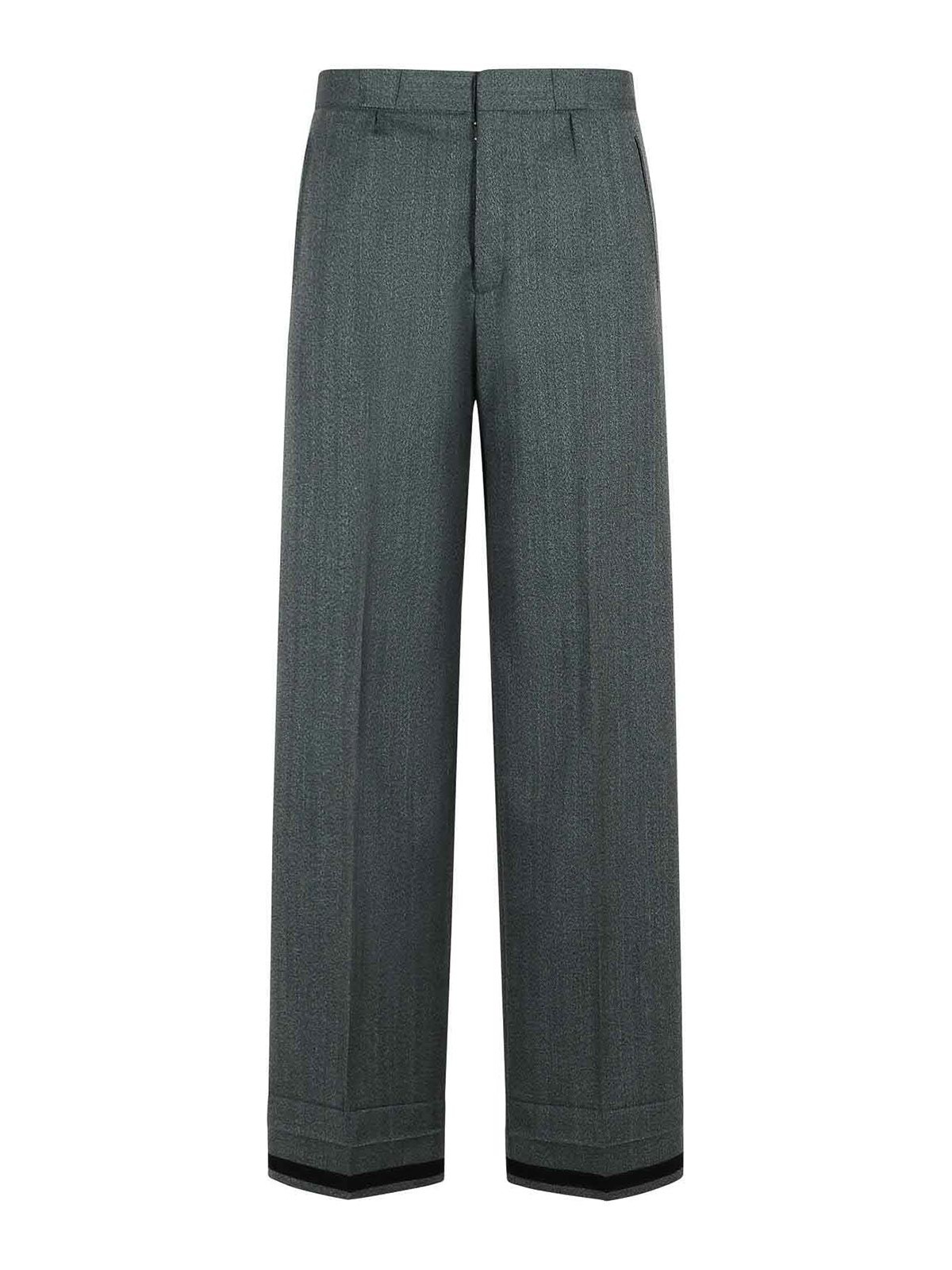 Grey Wool Blend Trousers