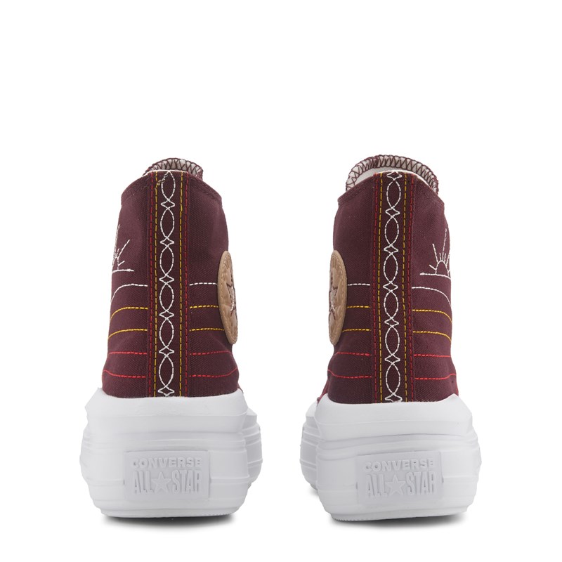 Women's Chuck Taylor All Star Move High Top Sneakers (Bloodstone Red Stitch)