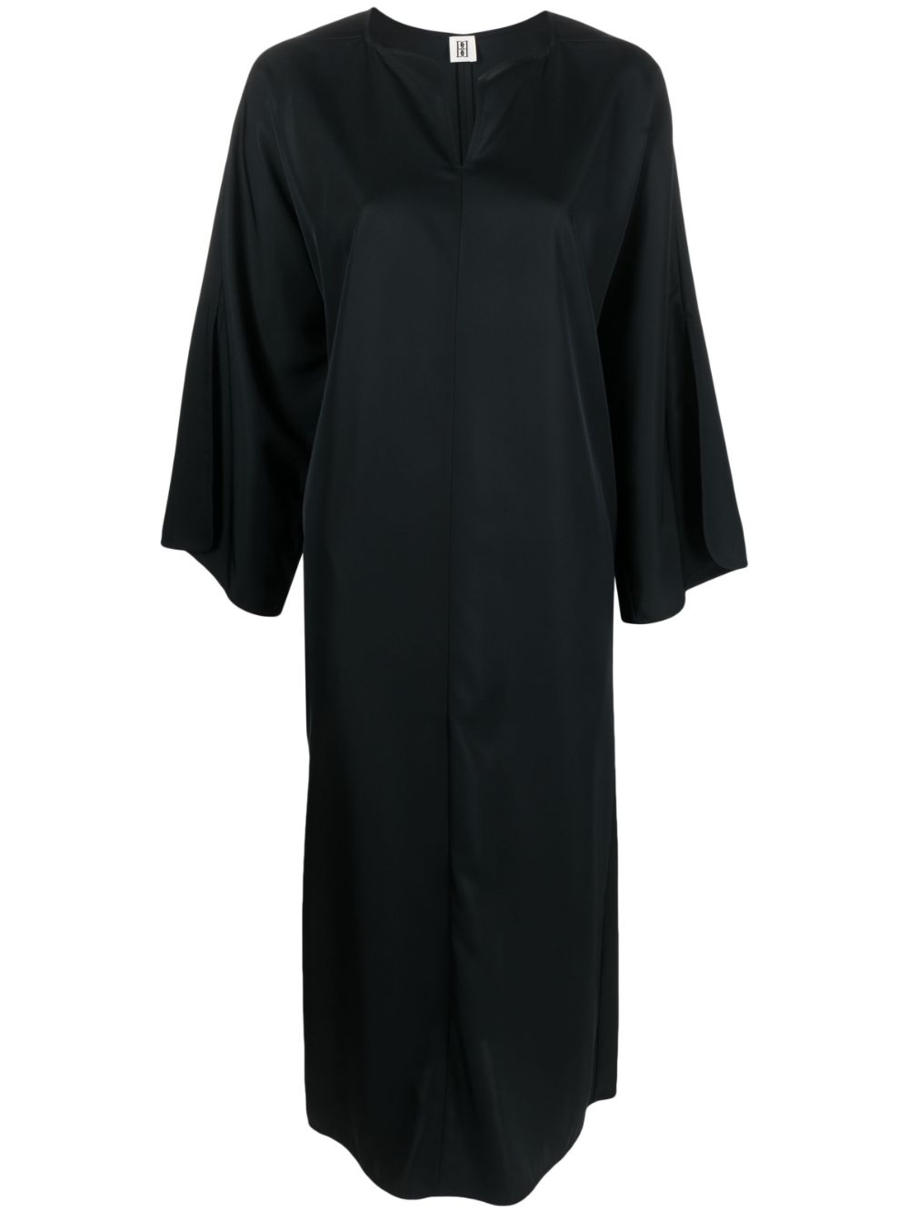 Split-neck kaftan midi dress - Black