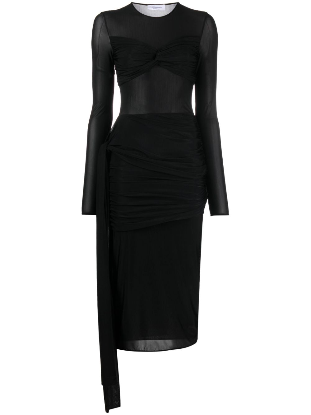 Draped-detail midi dress - Black