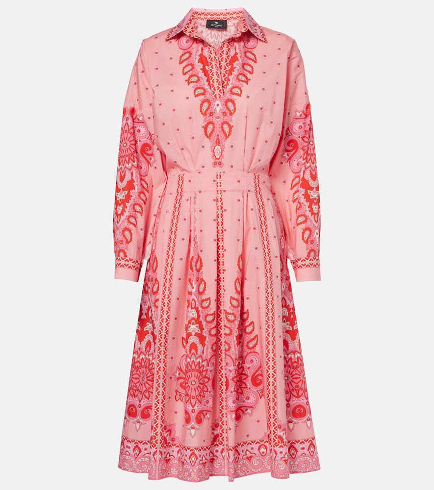 Printed cotton-blend midi dress