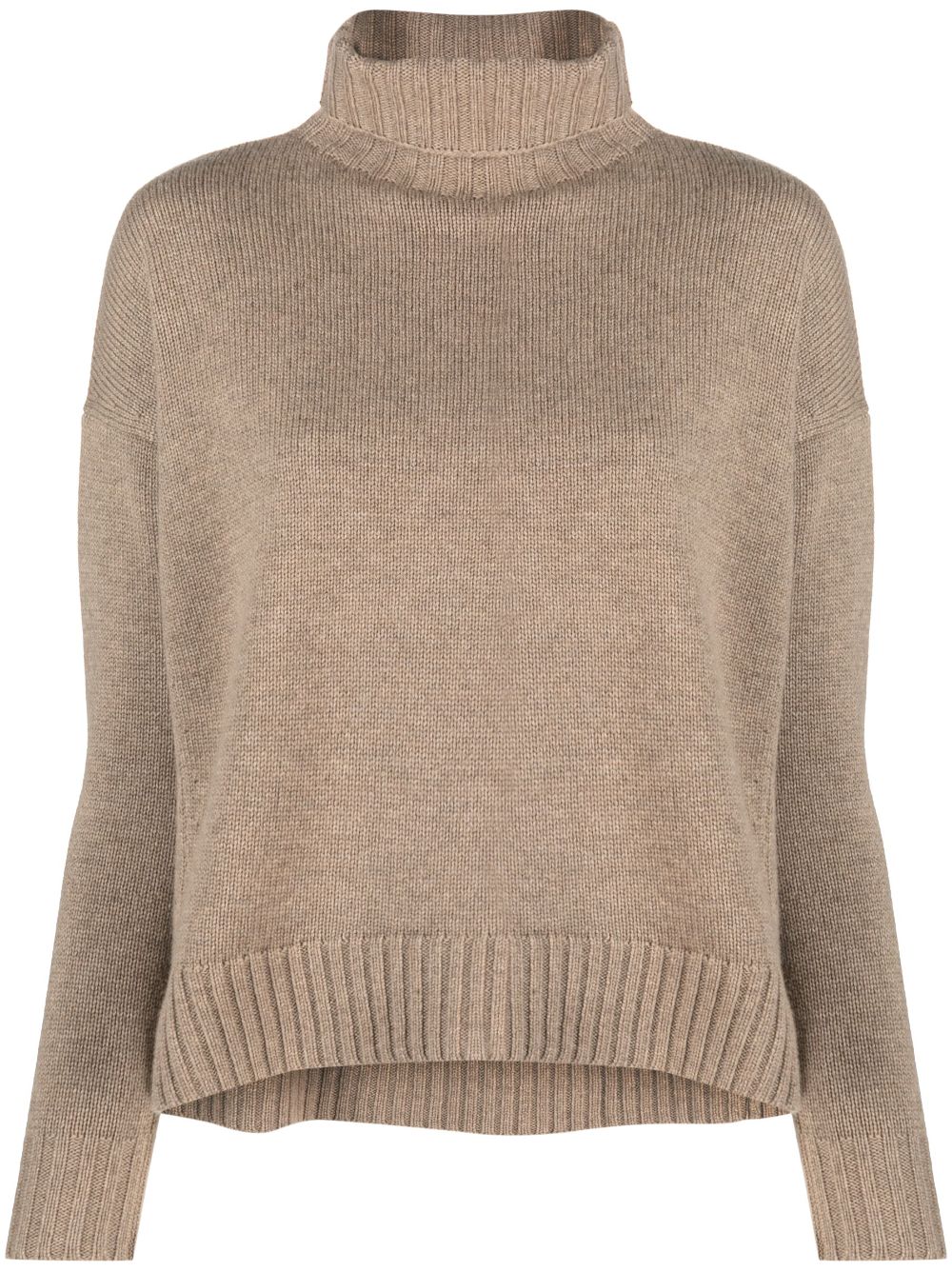 Roll-neck ribbed jumper - Neutrals