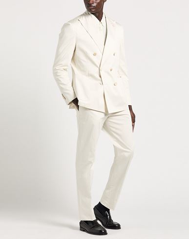 Man Suit Ivory Size 40 Cotton, Elastane