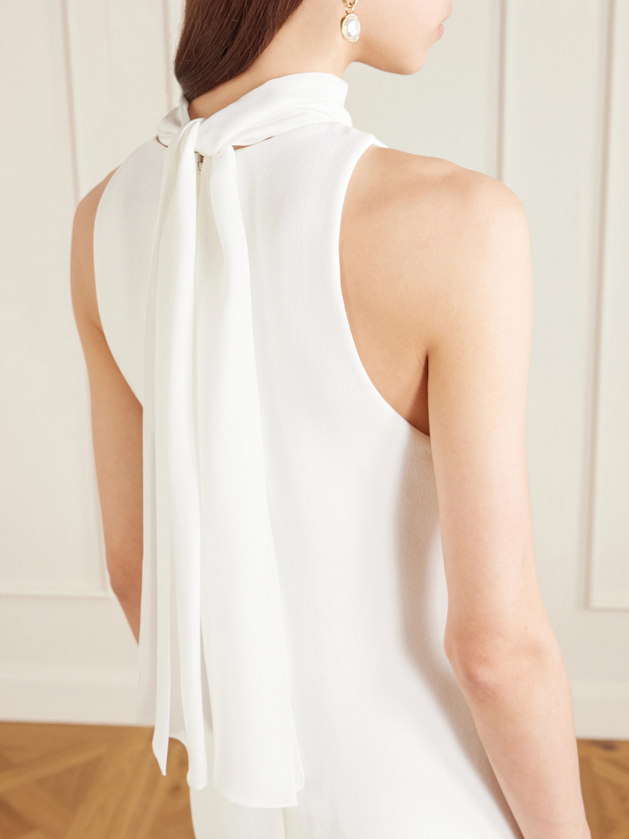 Leonie Scarf-detailed Layered Crepe And Georgette Maxi Dress - White