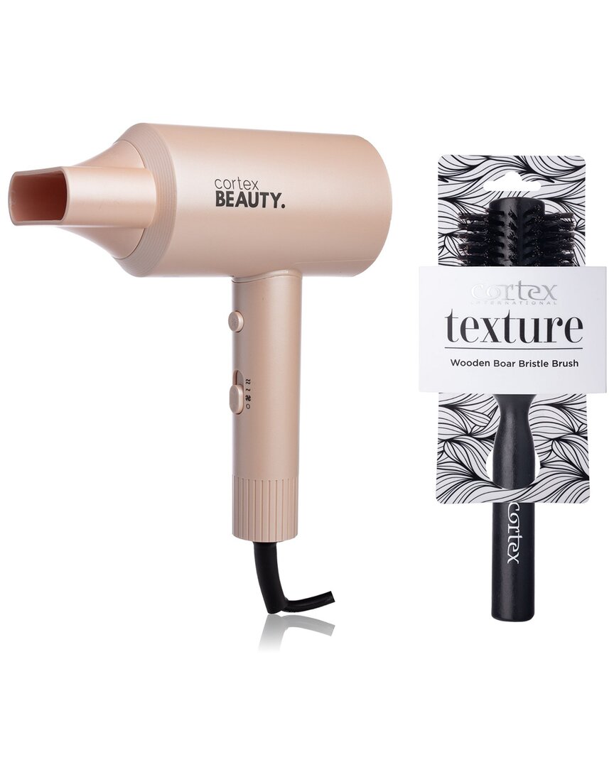 Cortex HotShot Lightweight Compact Dryer & 2.75” Boar Bristle Round Brush Set