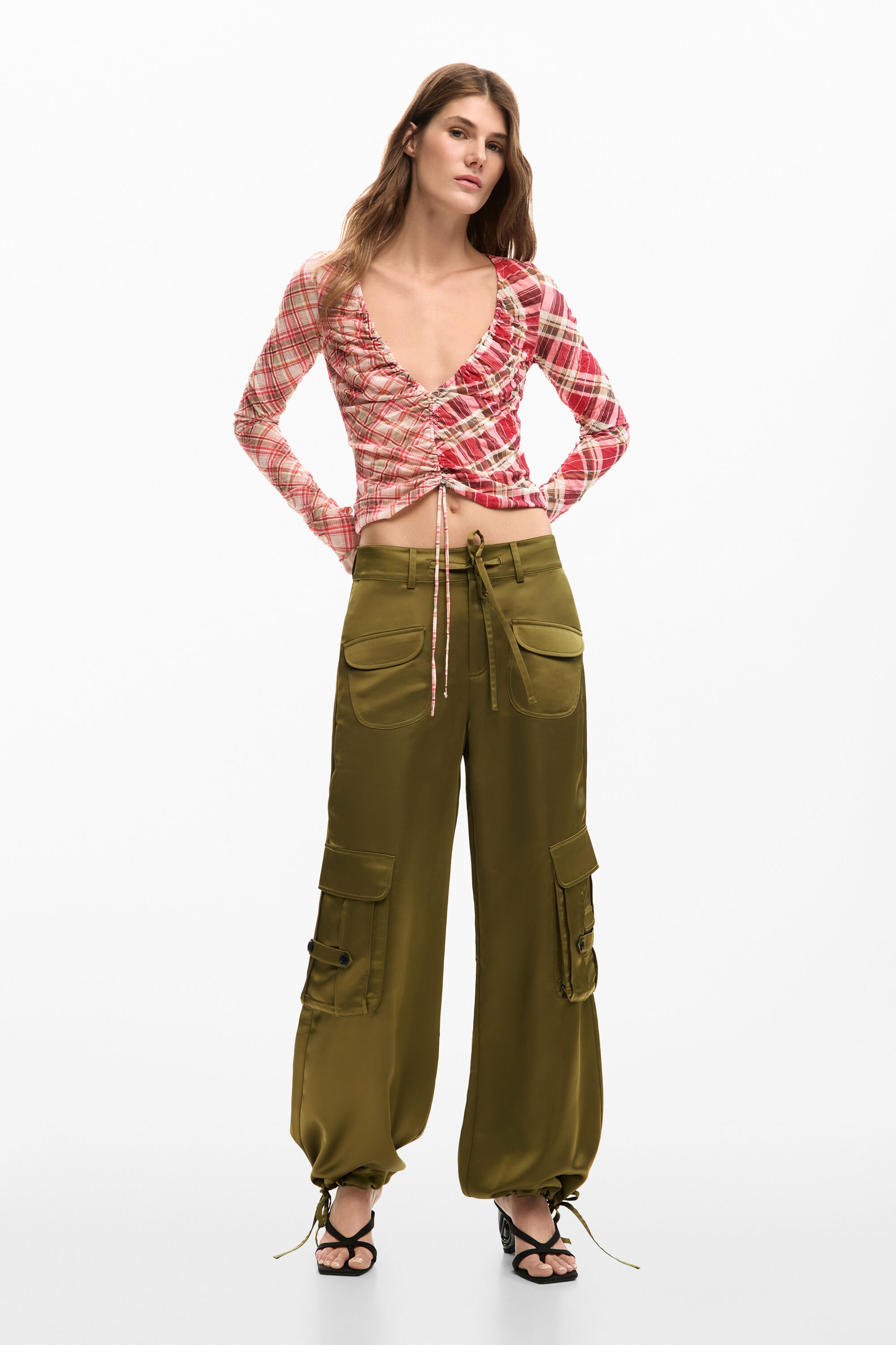 Satin cargo pant