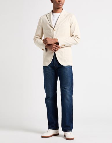 Man Blazer Beige Size 38 Cotton, Tencel, Silk, Elastane