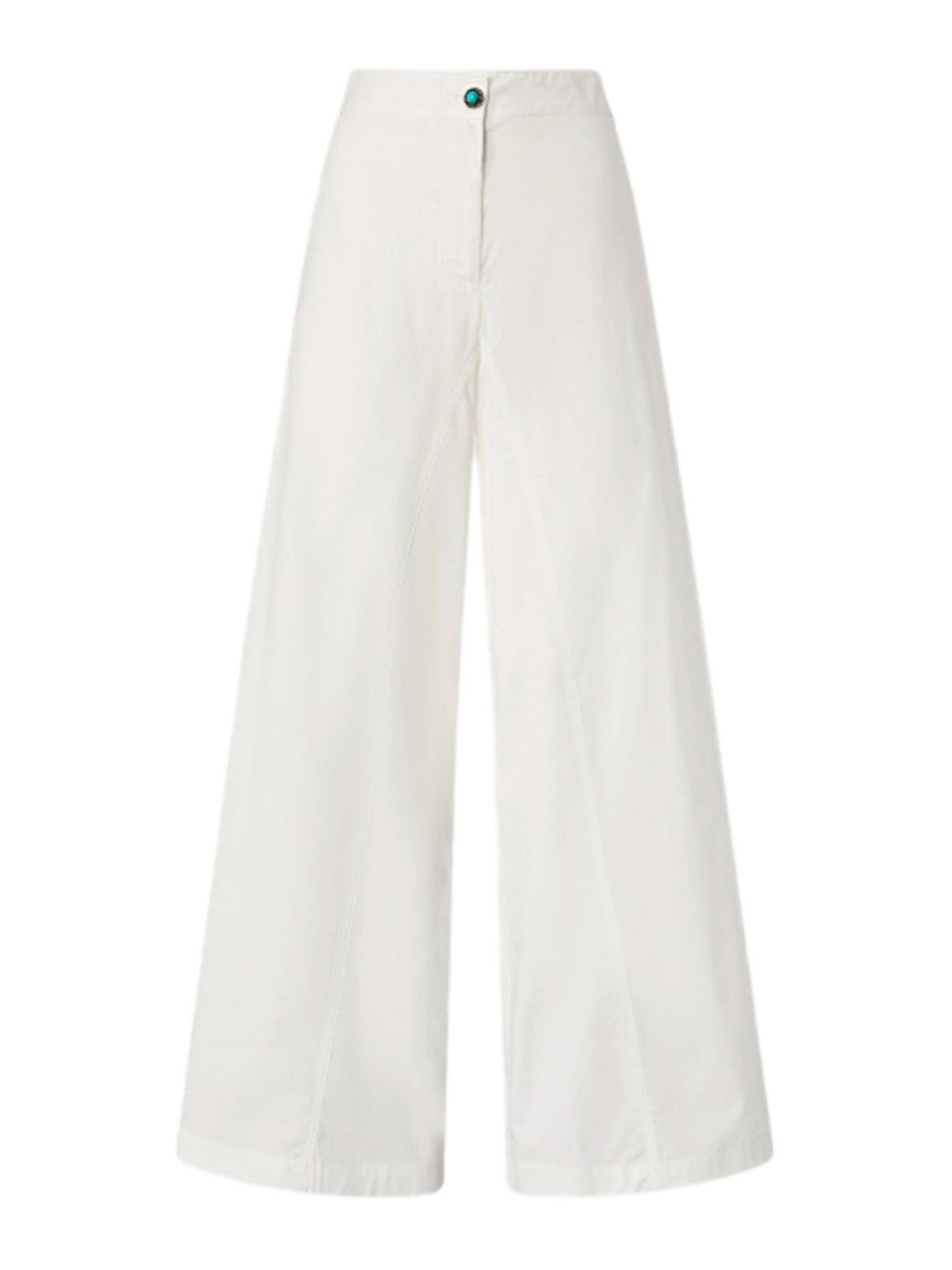 White Relaxed Flat Front Pants