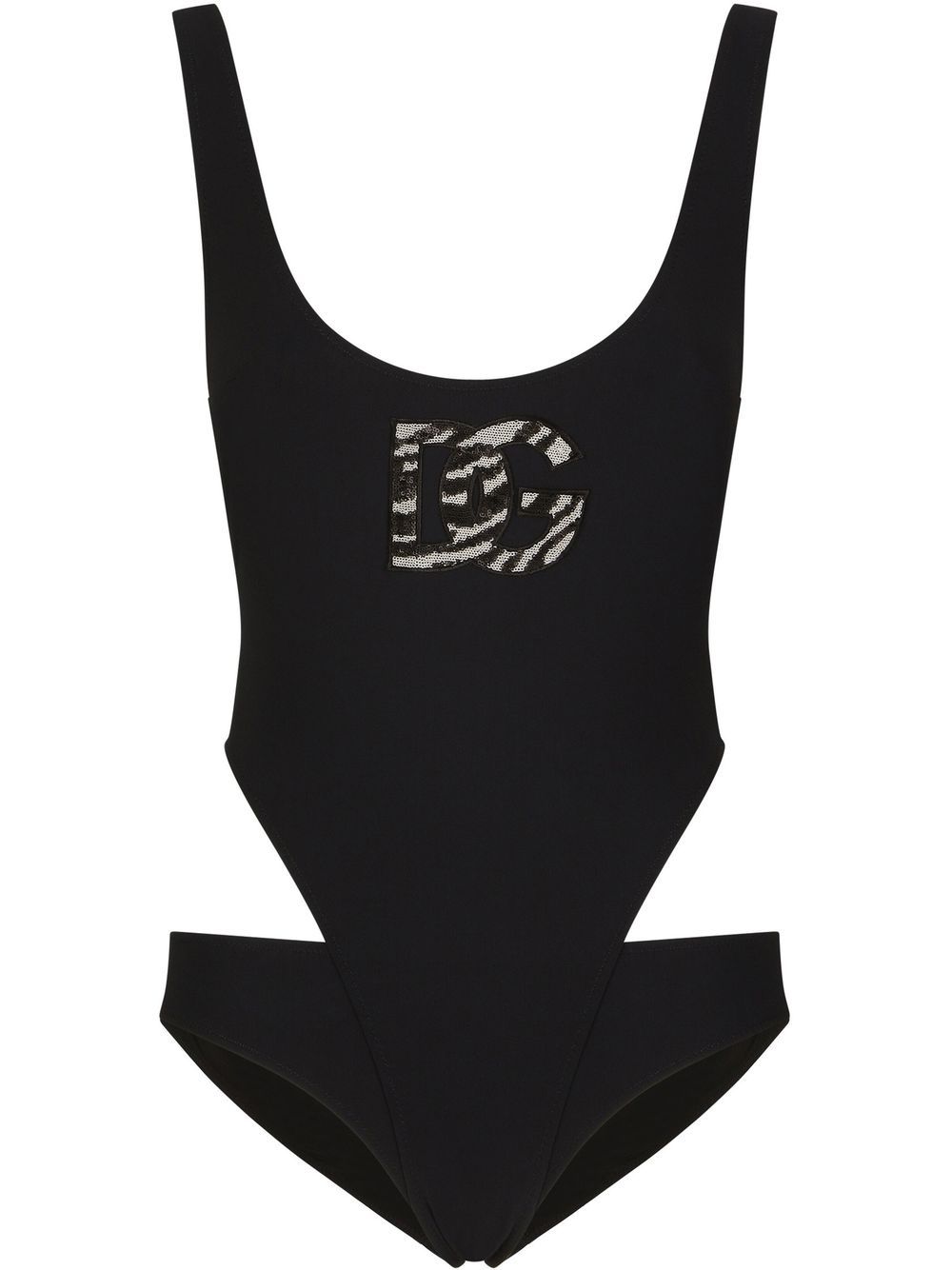 Cut-out logo swimsuit - Black