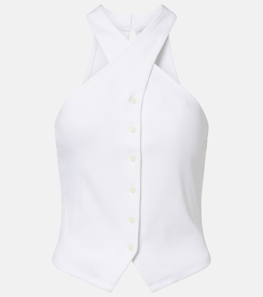 Thea halterneck cotton-blend top