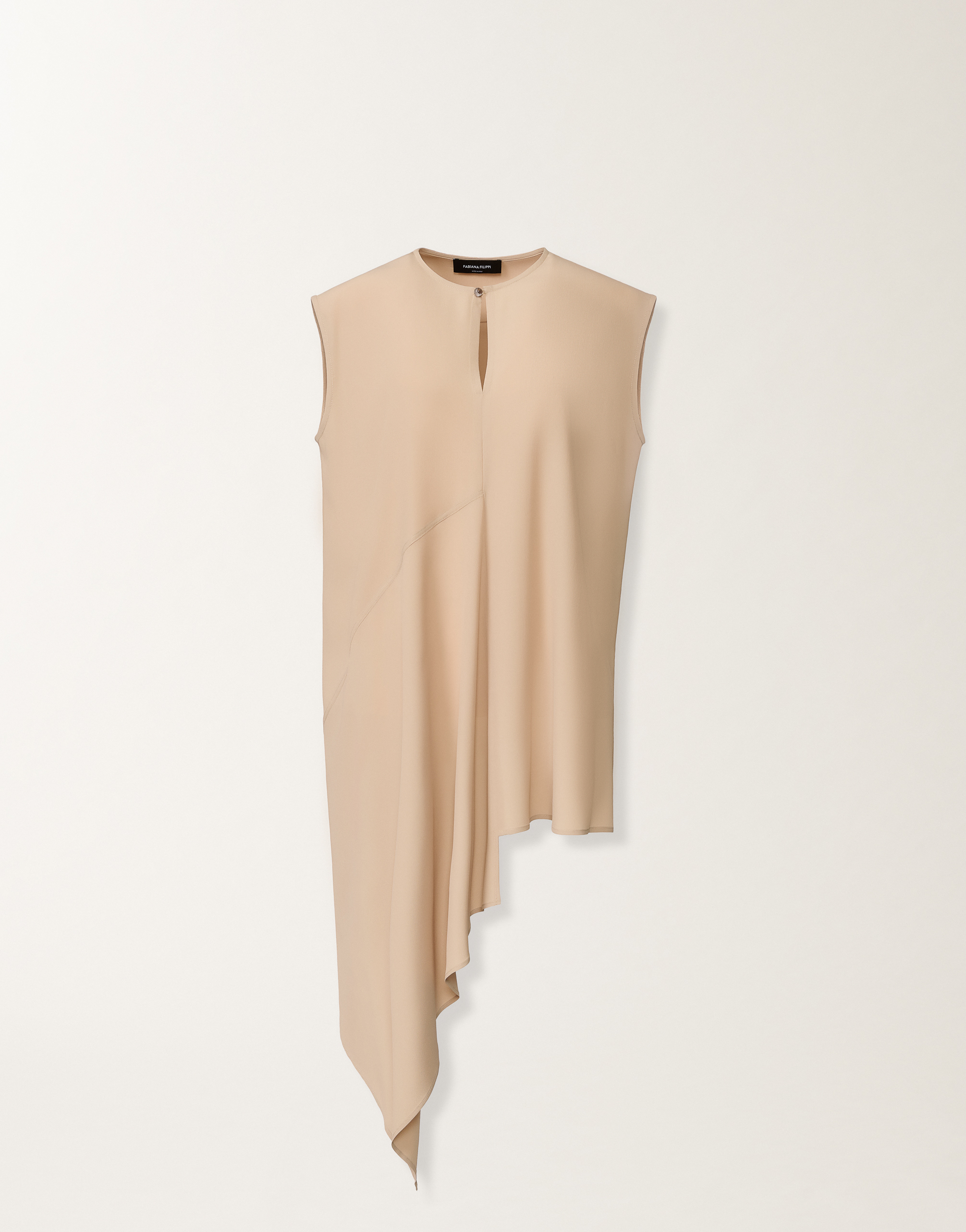 Asymmetric top in crepe de chine, maple