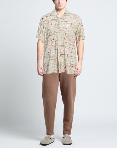 Man Shirt White Size L Rayon, Cotton