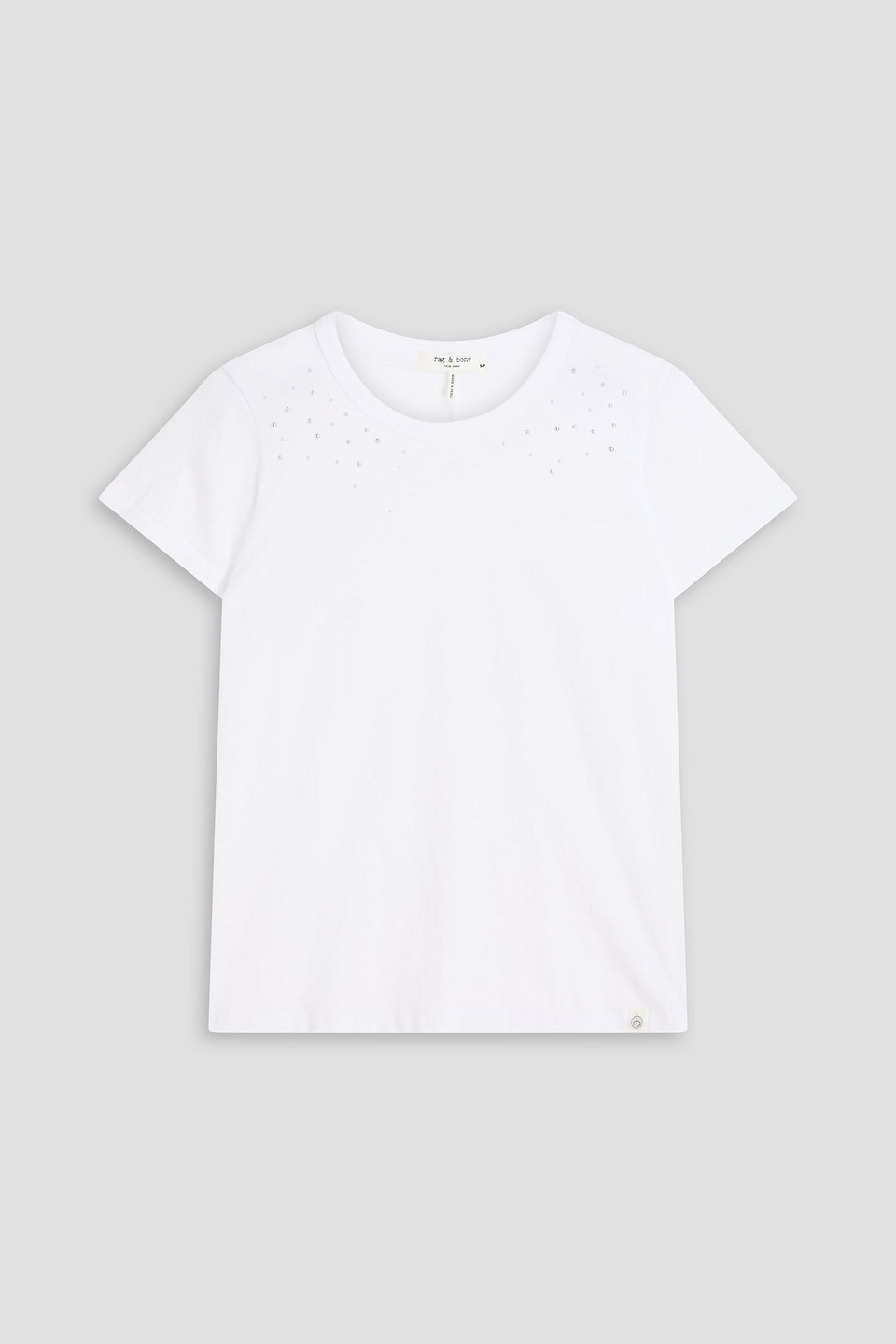 Ombre studded cotton-jersey T-shirt - White - XXS