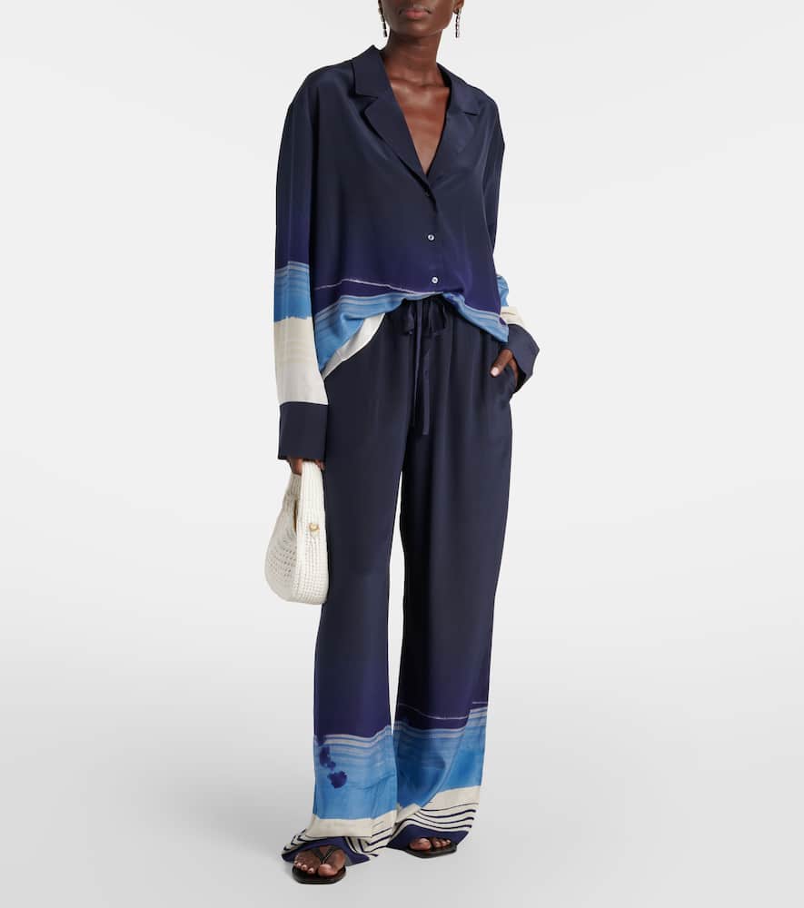 Mariner printed silk crêpe de chine shirt