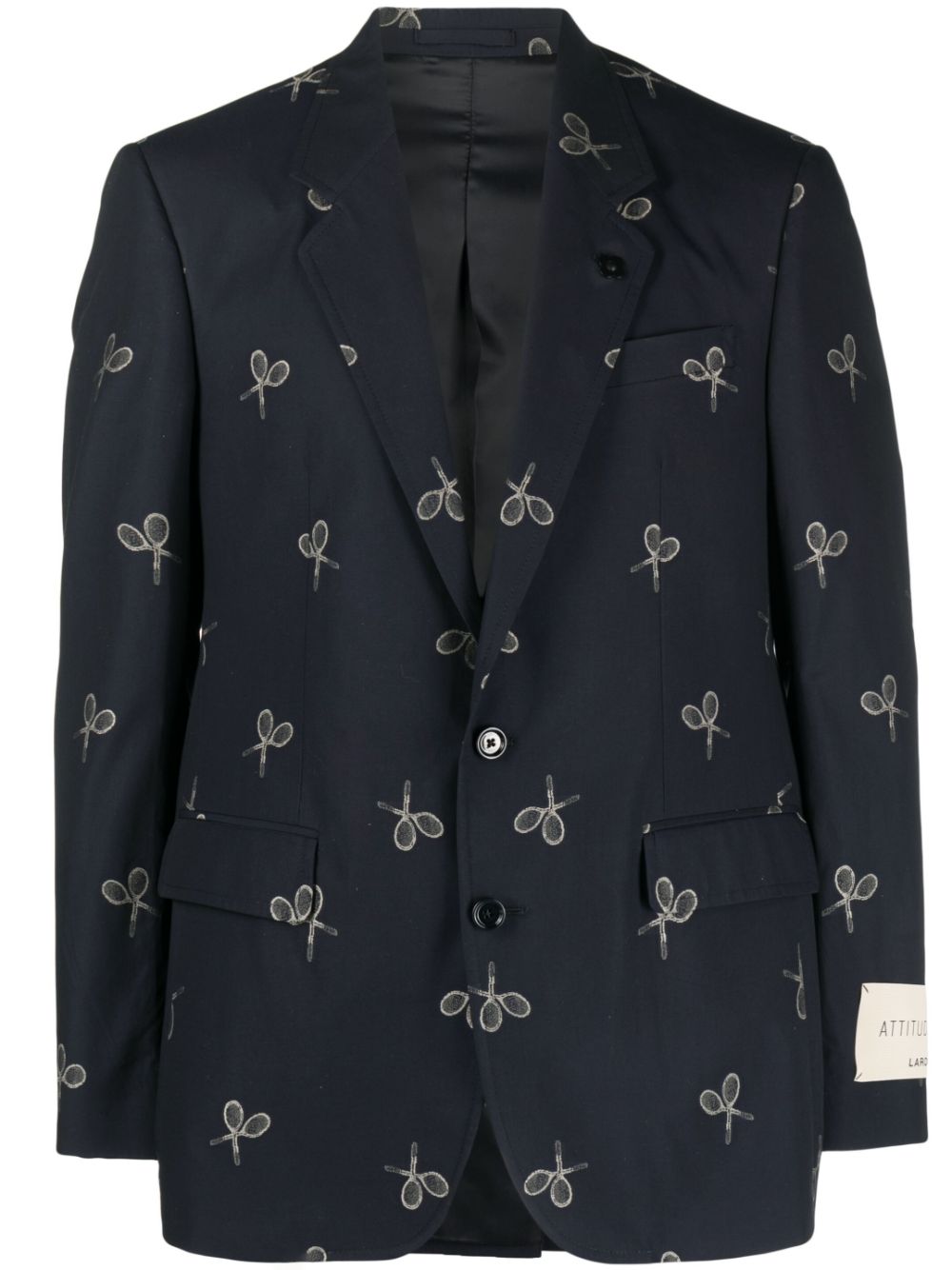 Graphic-print single-breasted blazer - Blue