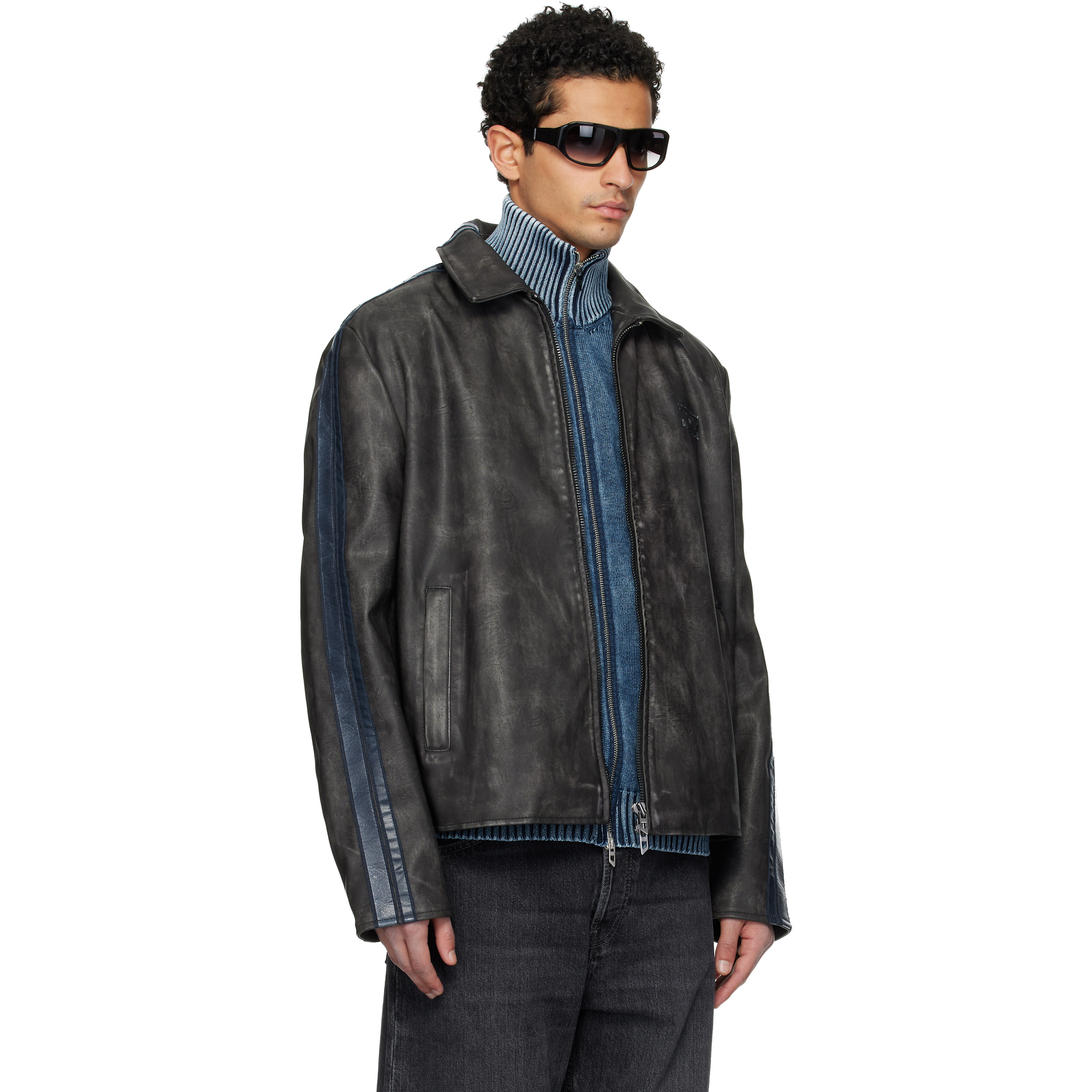 Black J-Hole Faux-Leather Jacket