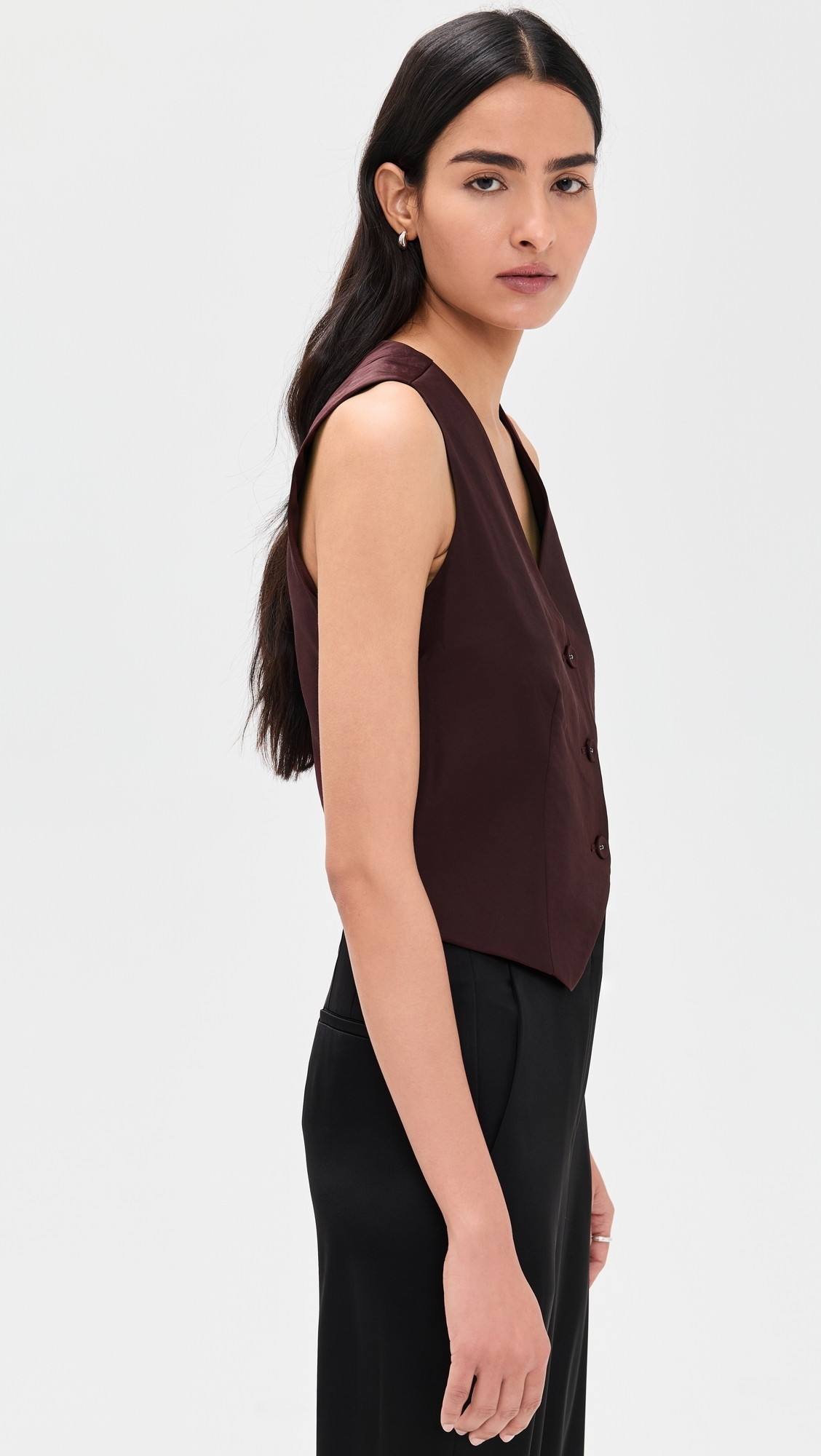 Simone Satin Vest Mahogany