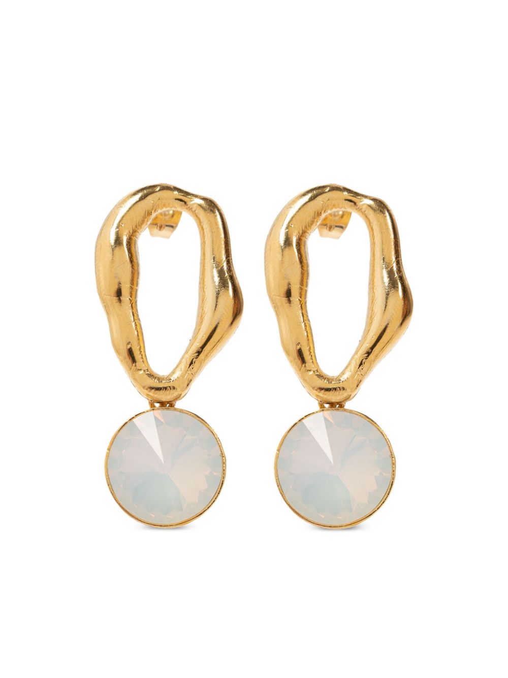 Crystal-embellished sculpted earrings - Gold