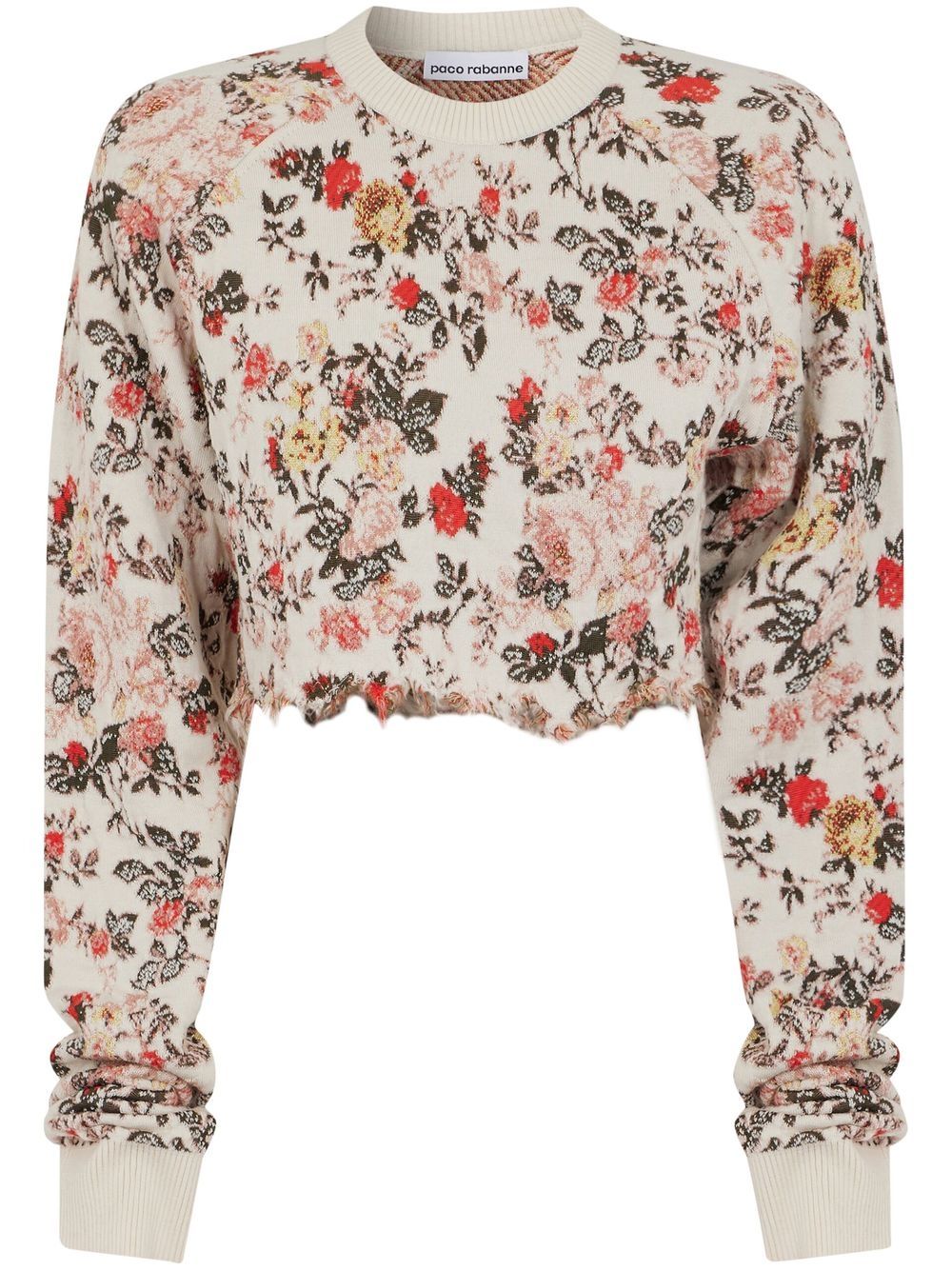 Floral-print cropped sweatshirt - Neutrals