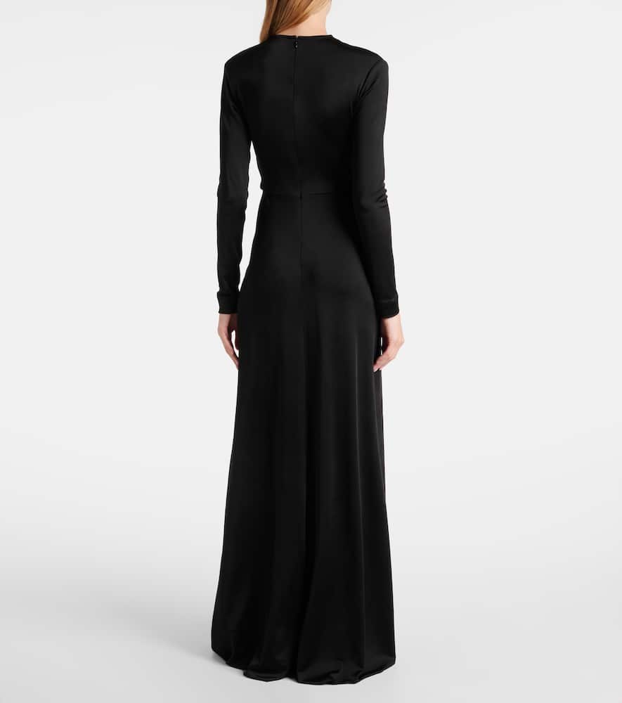 Embellished gathered crêpe gown