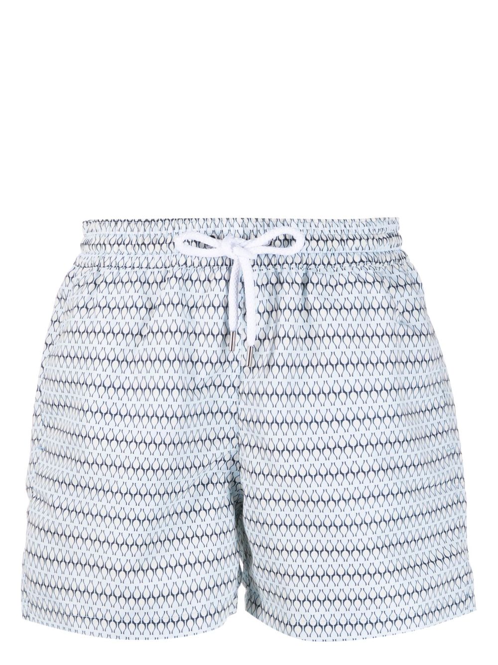 Graphic-print drawstring swim shorts - Blue