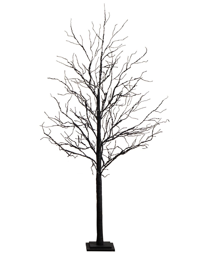 6ft Pre-Lit Halloween Deluxe Black Twig Artificial Fall Tree  With 156 Orange & Purple LED Lights