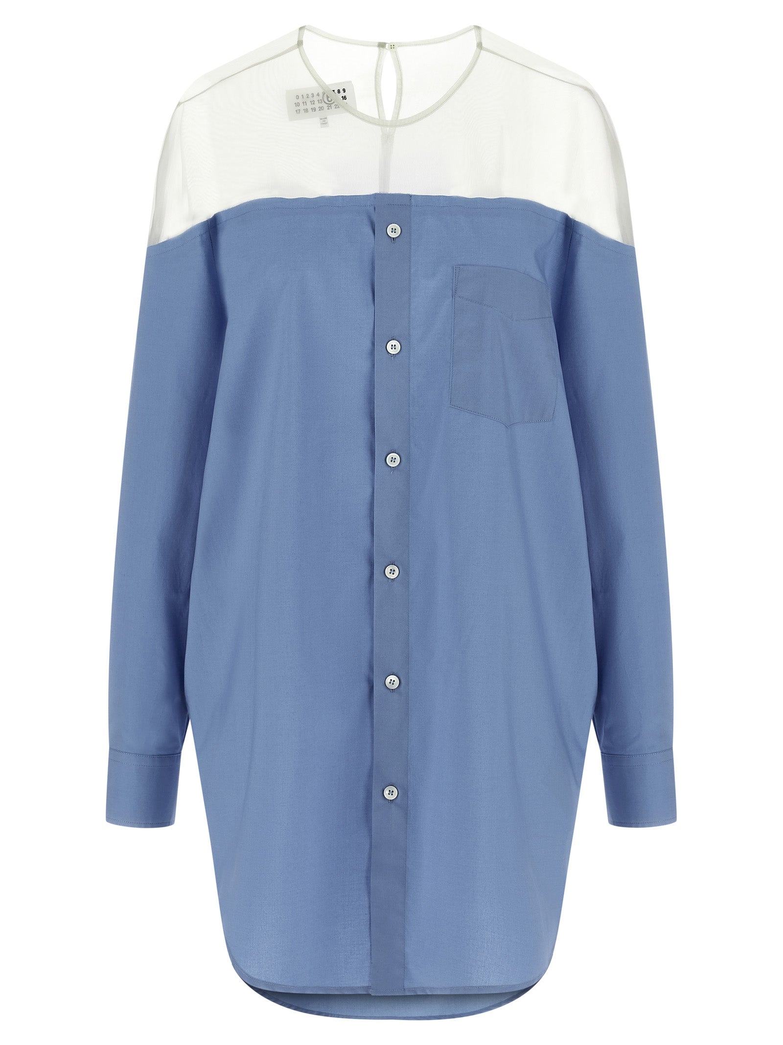Colorblock Cotton Poplin Shirt — Blue