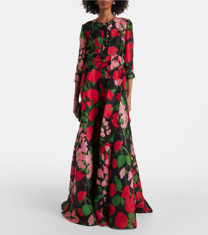 Floral silk gazar gown
