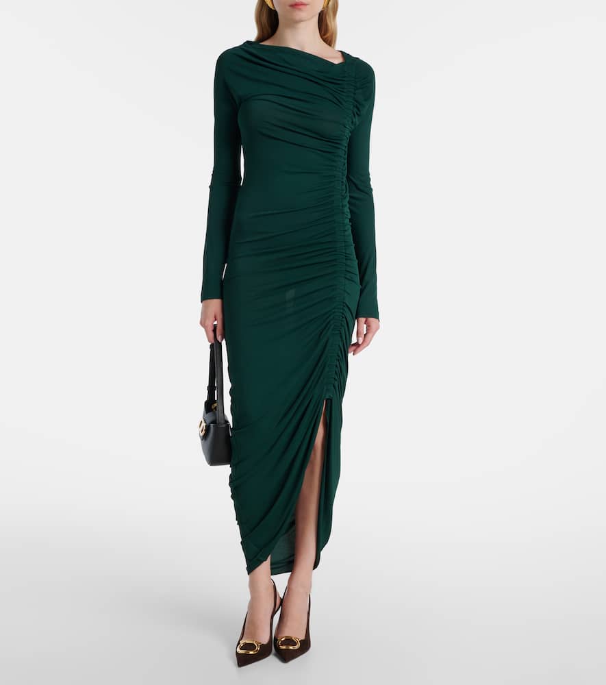 Gathered jersey midi dress