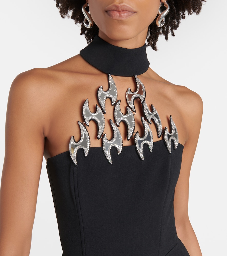 Crystal-embellished asymmetric gown