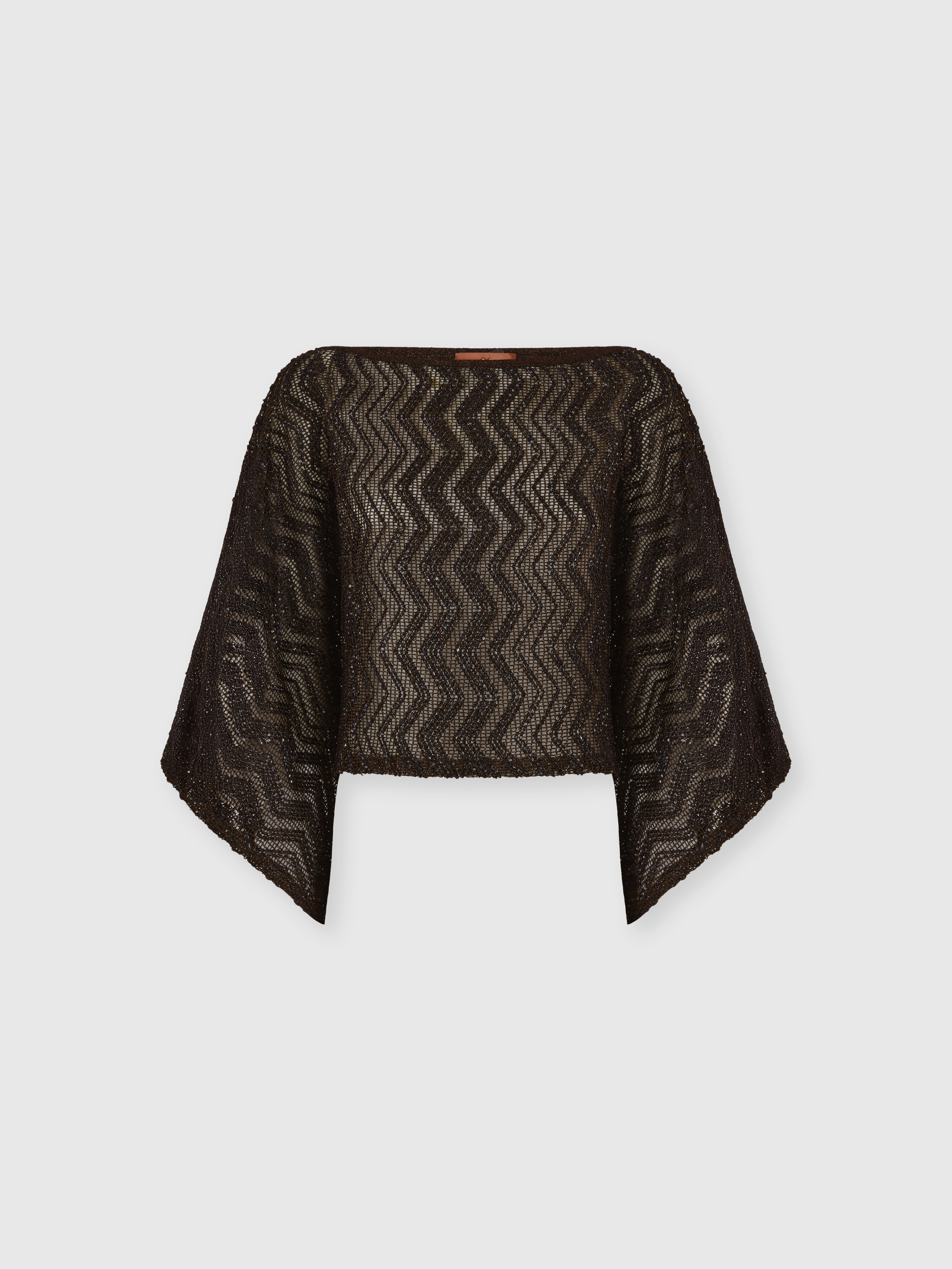 Missoni - Zigzag mesh top with sequins and wide sleeves, Women, Gold