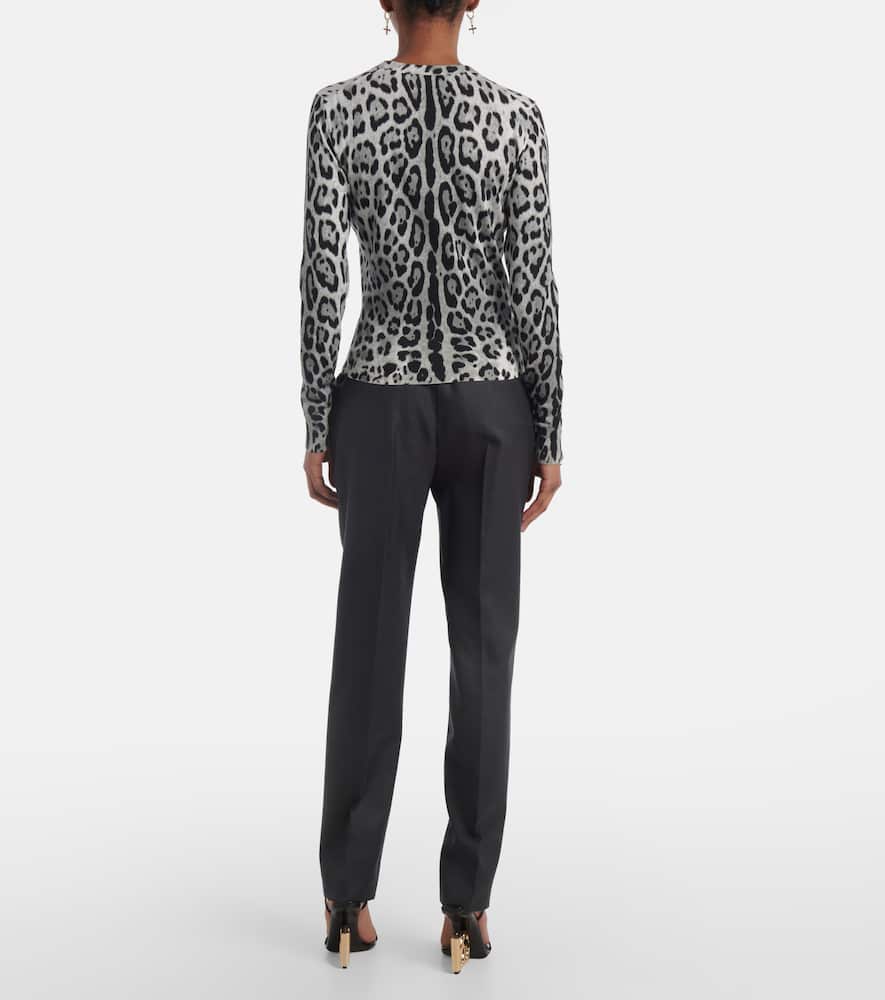Animal-print silk sweater