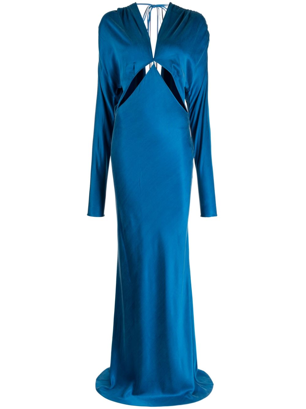 Cut out-detail satin maxi dress - Blue
