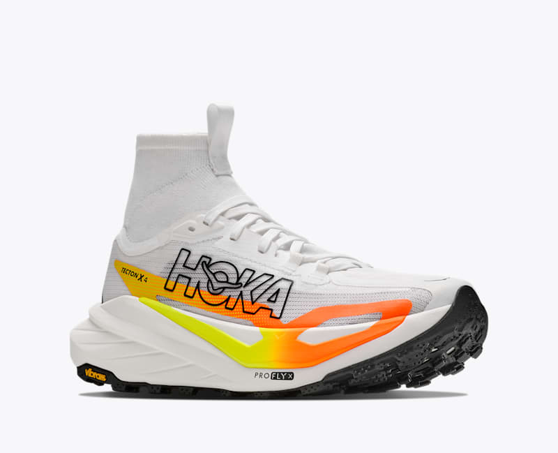 HOKA Men's Tecton X 4 Shoes in Frost/Neon Tangerine