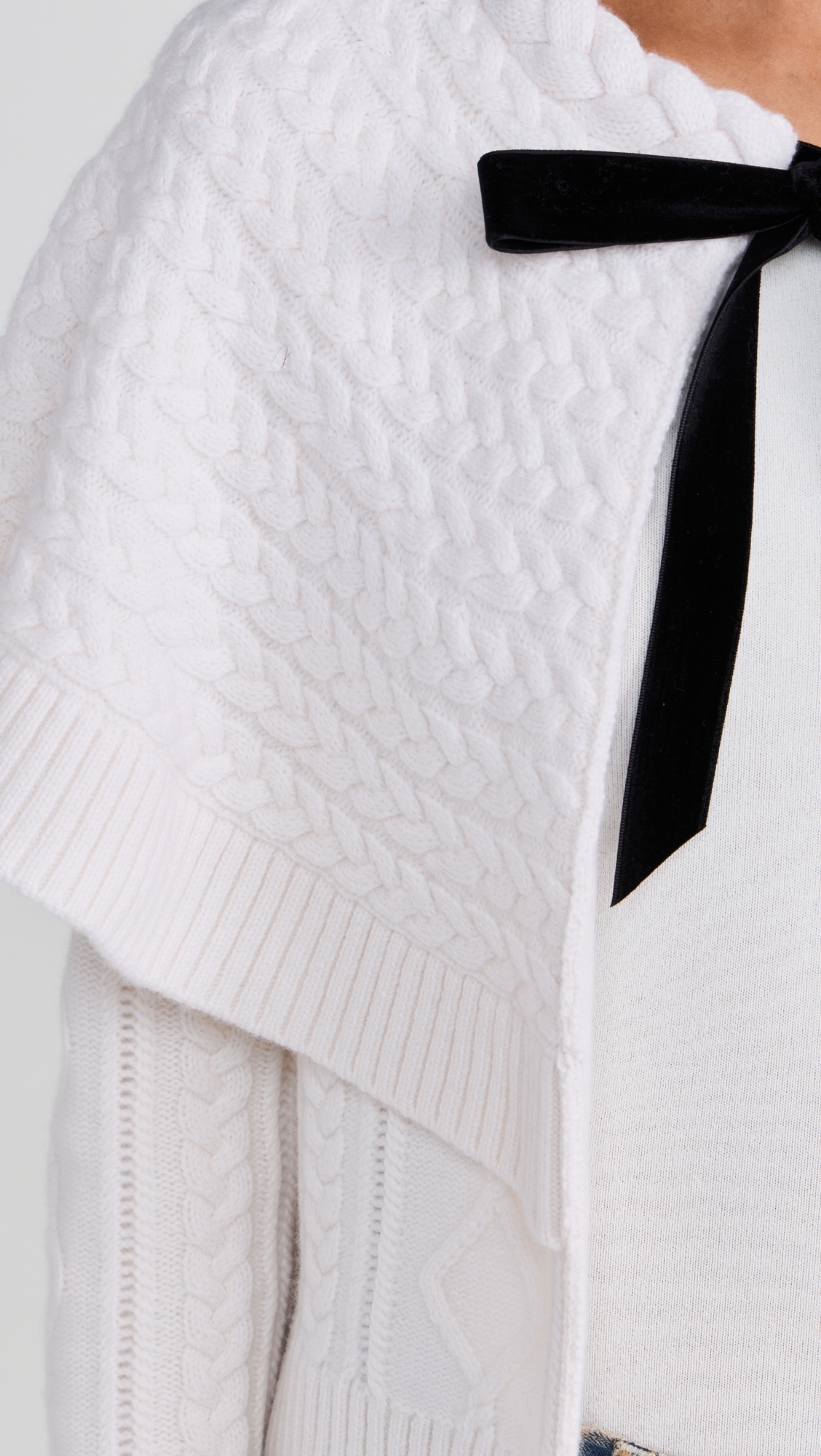Caleb Cable Knit Tie Front Cardigan Ivory
