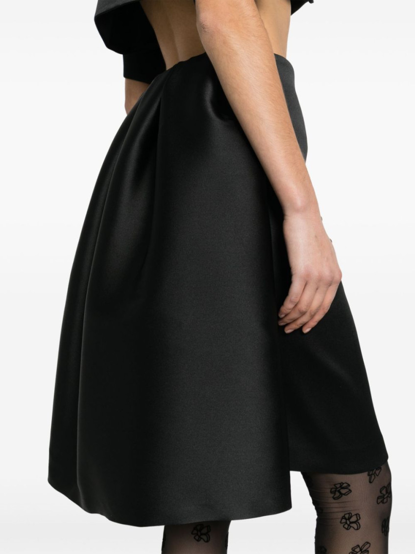Black layered detail midi skirt
