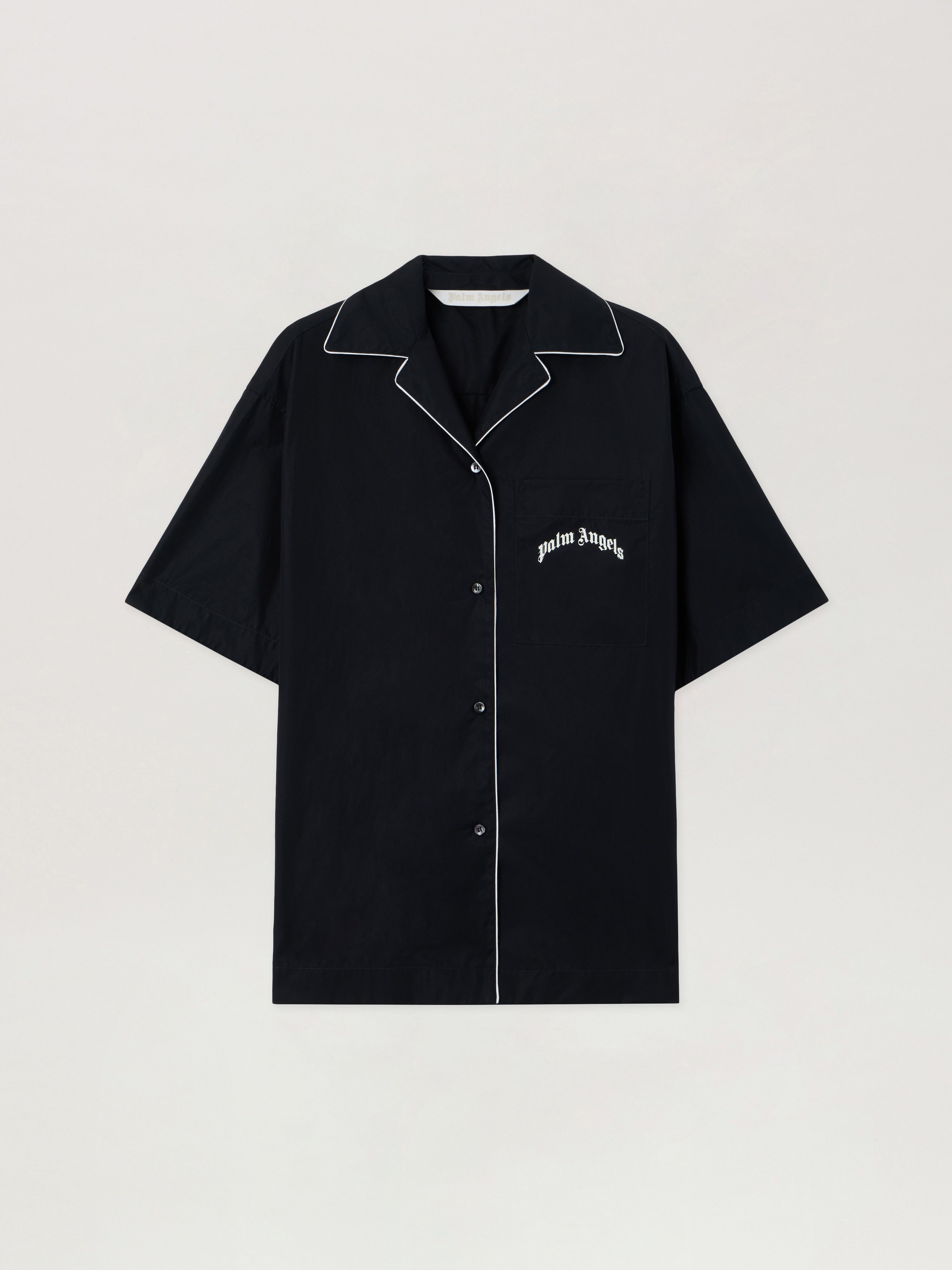 Curved Logo Bowling Shirt Woman  Black Off White