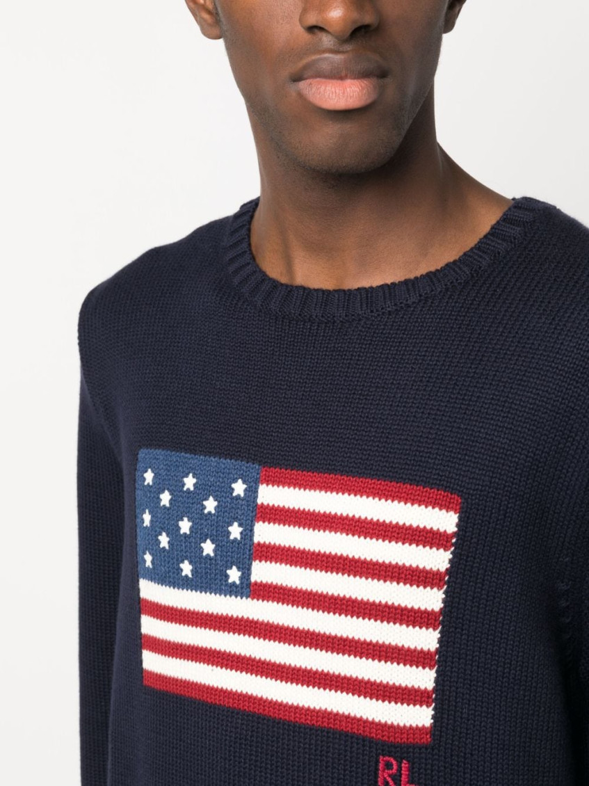 Flag Intarsia-knit Crewneck Jumper